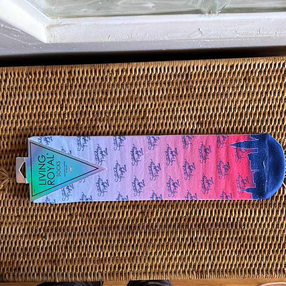 Living Royal crew socks  Saturday night live theme. One size fits most